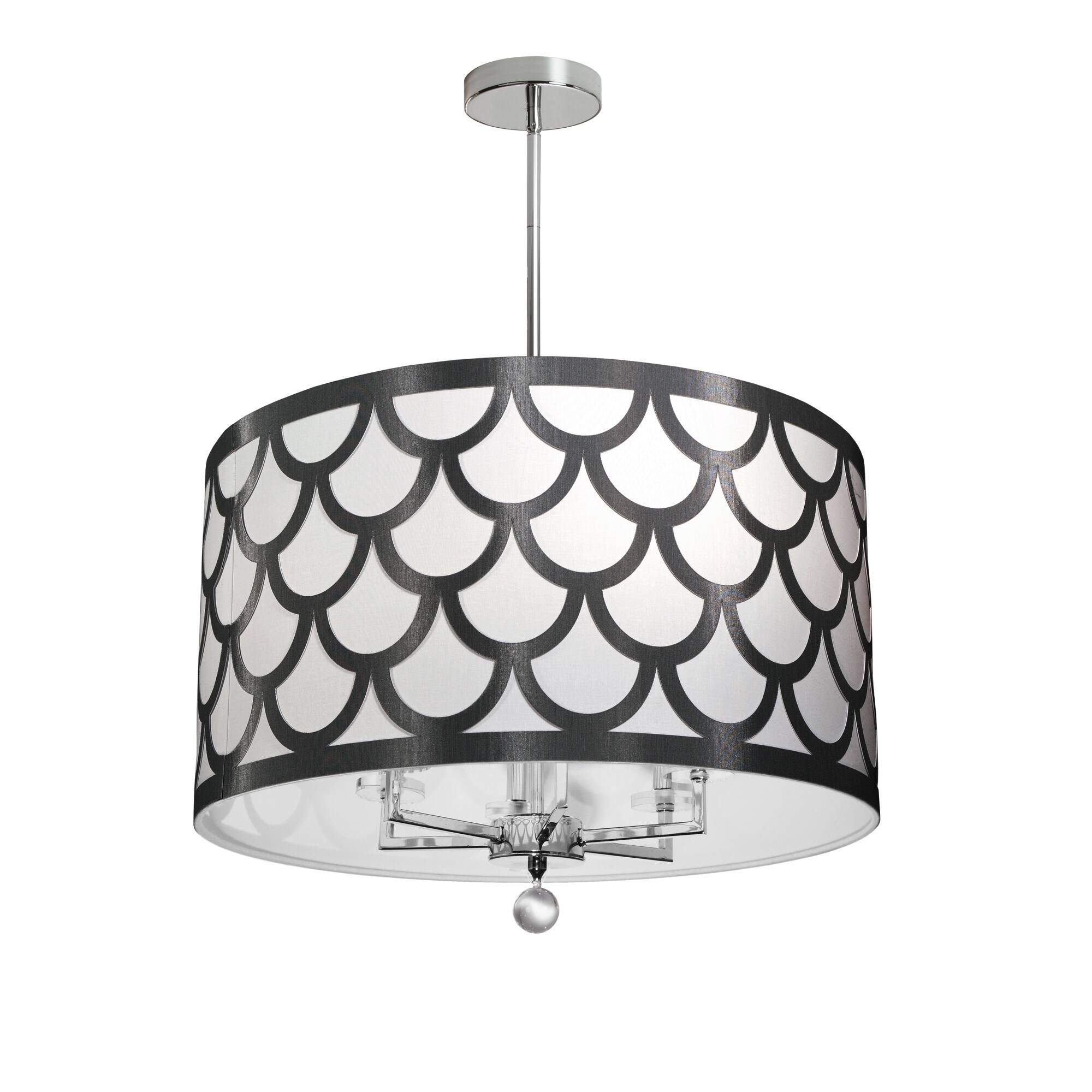 6LT Chandelier, Polished Chrome Finish - Black/White (60 to 100 Watts) - Chandeliers For Bedrooms by Overstock.com