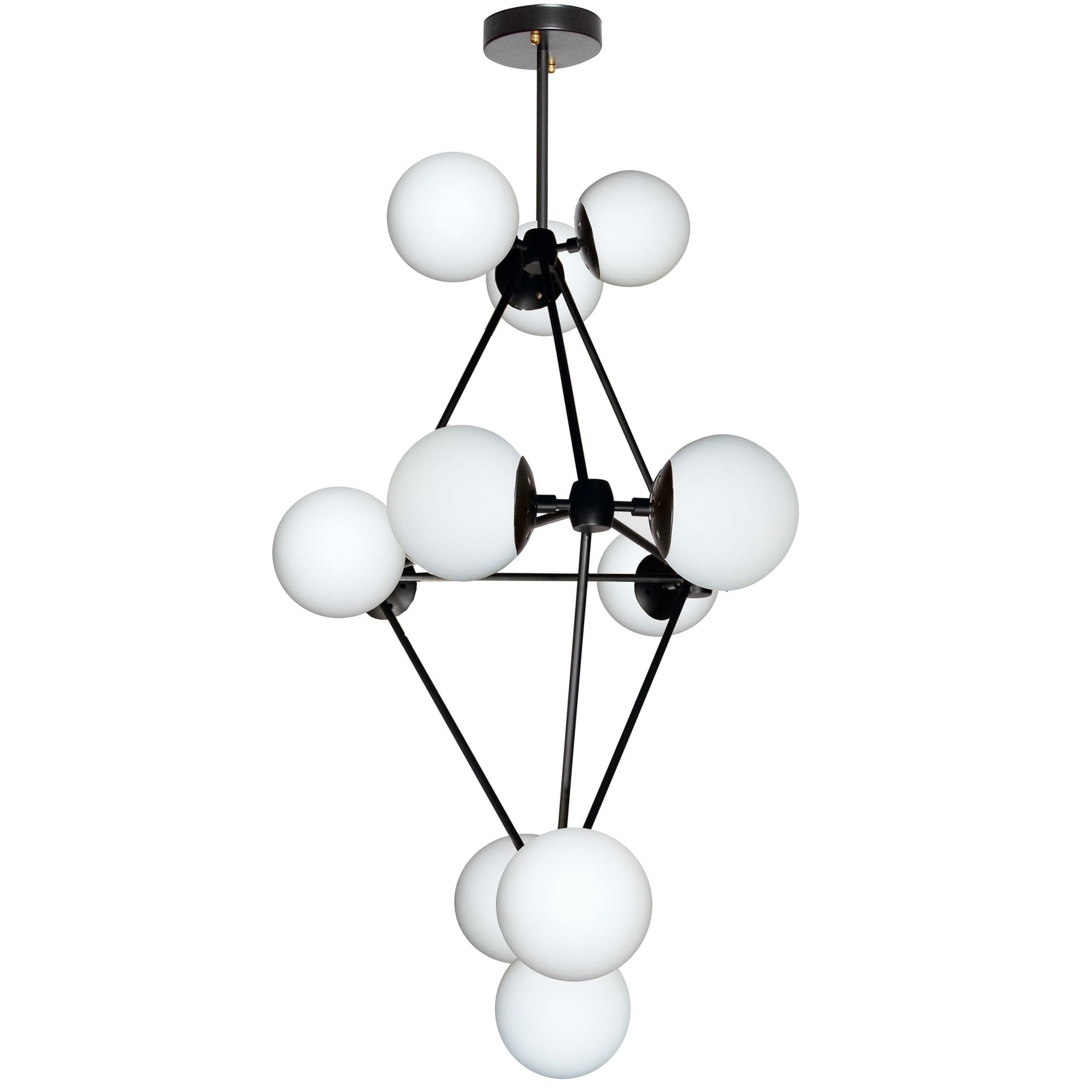 12LT Chandelier, Black Finish w/White Glass Balls (Less than 60 Watts) - Chandeliers For Bedrooms by Overstock.com