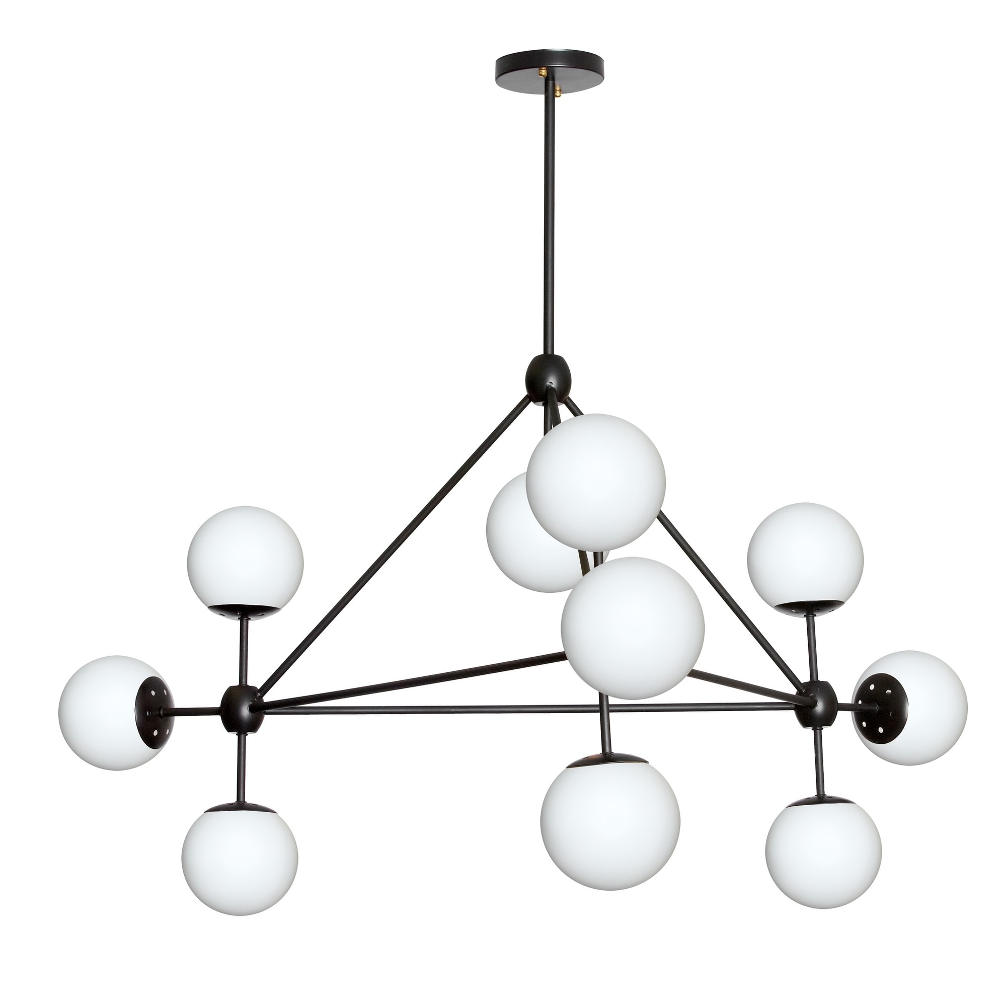 10LT Chandelier, Black Finish w/White Glass (Less than 60 Watts) - Chandeliers For Bedrooms by Overstock.com