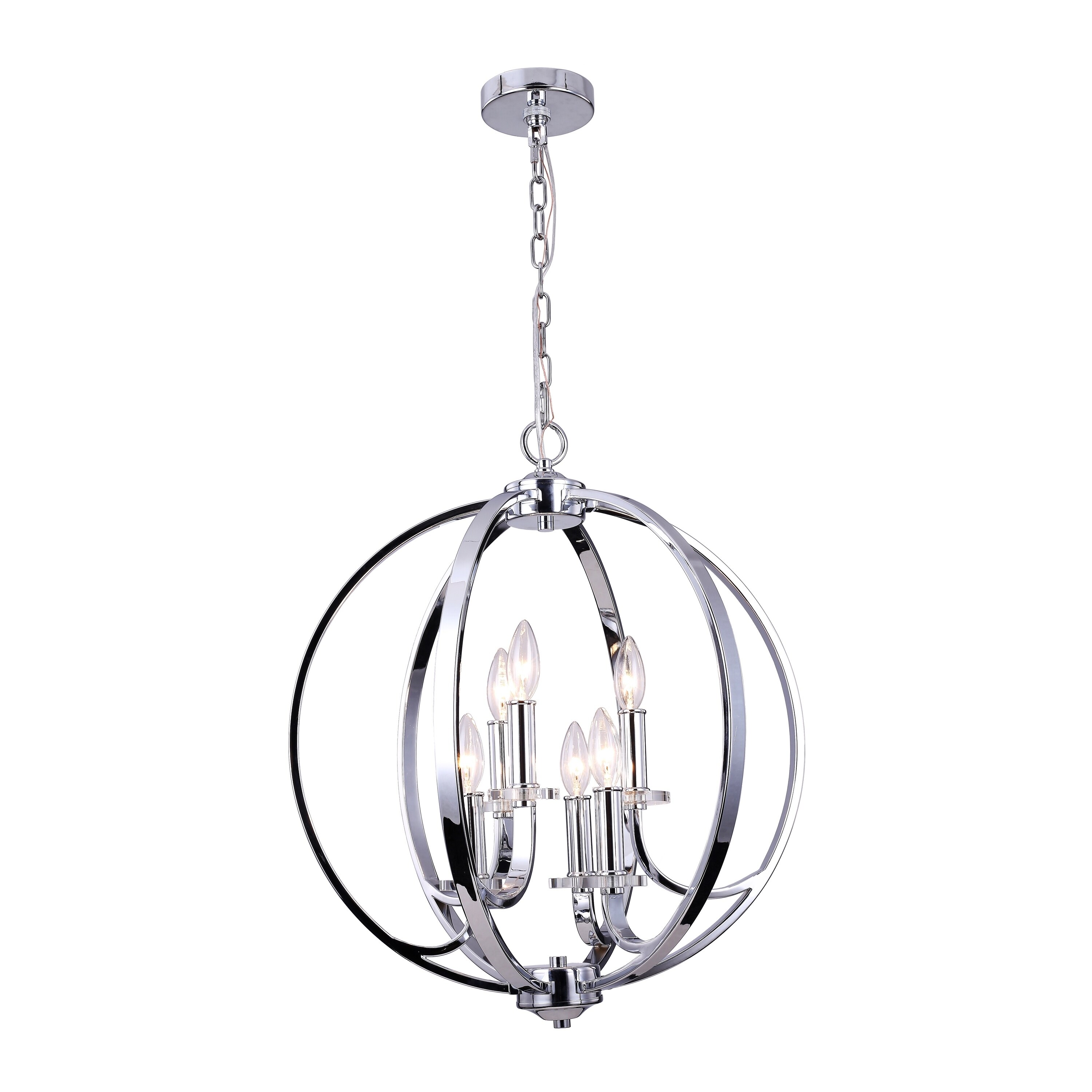 6LT Chandelier, Polished Chrome Finish - Polished chrome (60 to 100 Watts) - Chandeliers For Bedrooms by Overstock.com