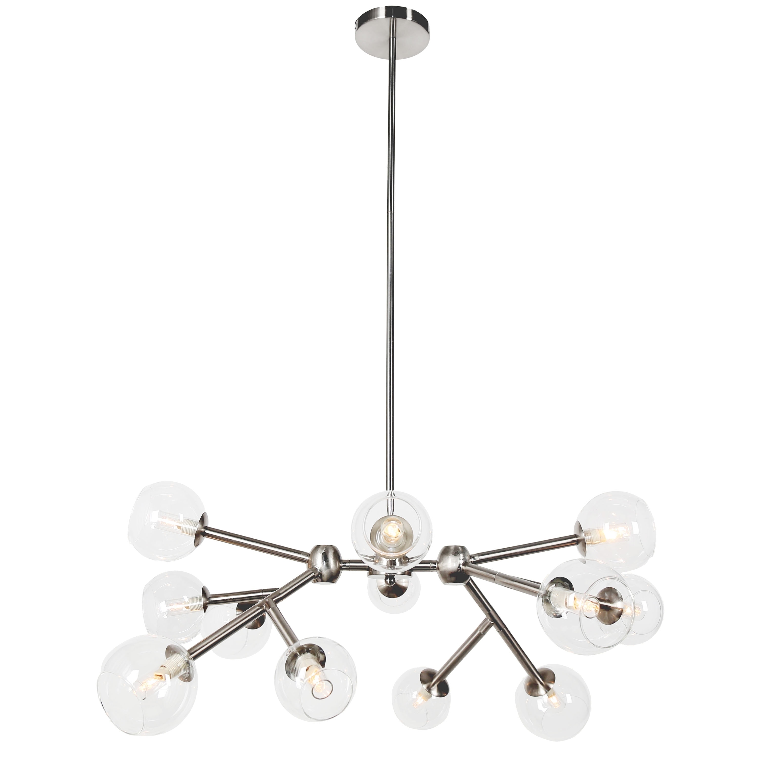 12LT Halogen Chandelier, Satin Chrome Finish - Satin Chrome (Less than 60 Watts) - Chandeliers For Bedrooms by Overstock.com