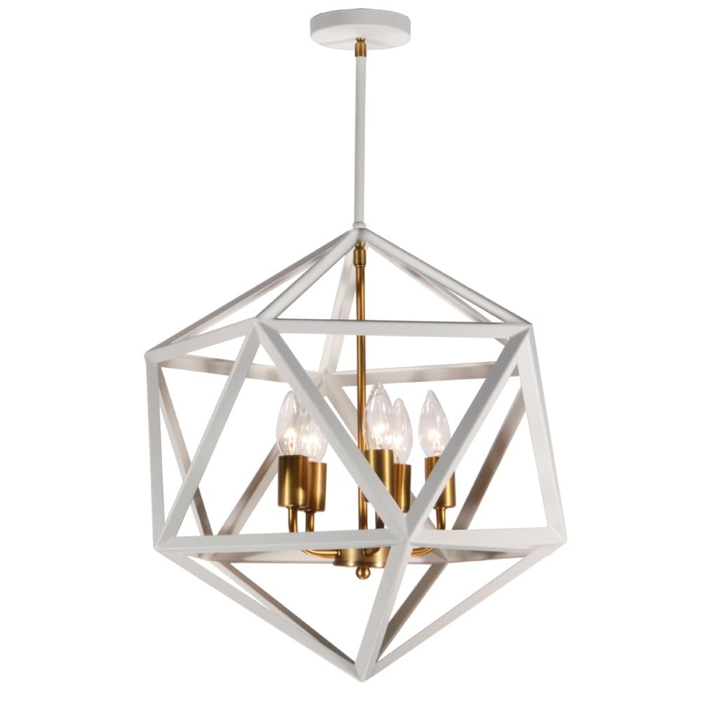5LT Chandelier,Matte WHT/VB - Matte White (60 to 100 Watts) - Chandeliers For Bedrooms by Overstock.com