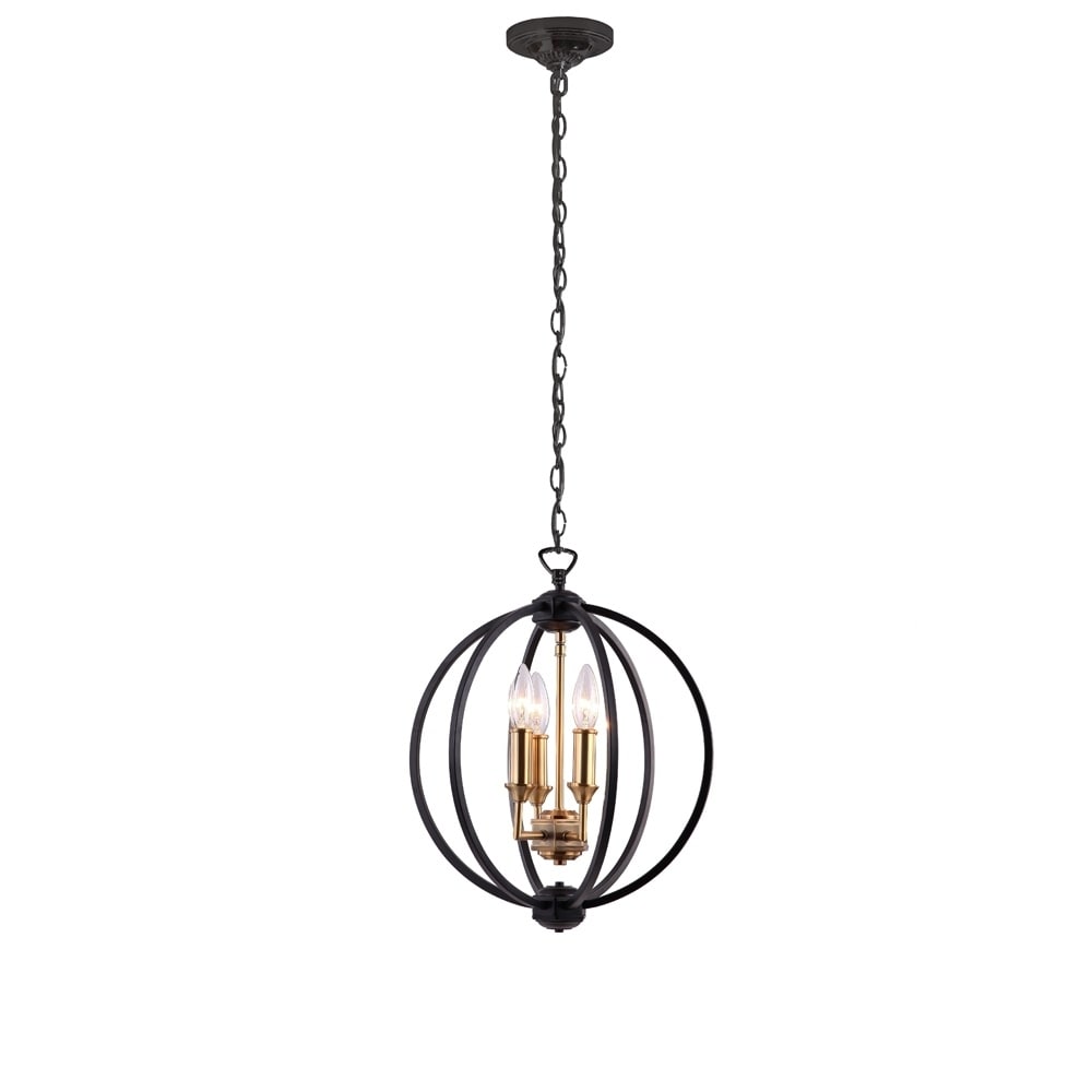 3LT Chandelier, Black with Vintage Bronze Cluster (60 to 100 Watts) - Chandeliers For Bedrooms by Overstock.com