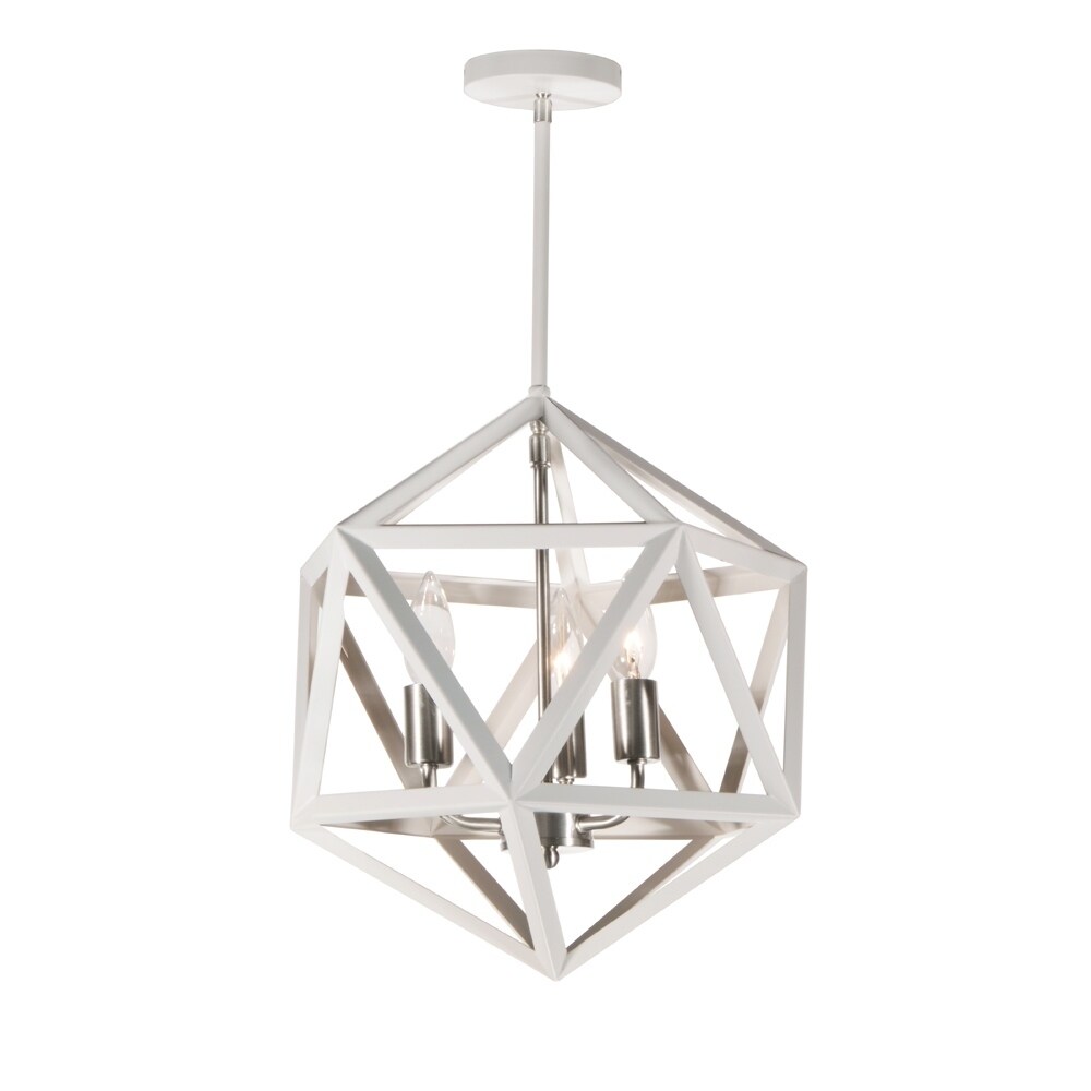 3LT Chandelier, WH/SC - Matte White (60 to 100 Watts) - Chandeliers For Bedrooms by Overstock.com