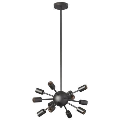 Dainolite Matte Black Steel 12-light Satellite Chandelier
