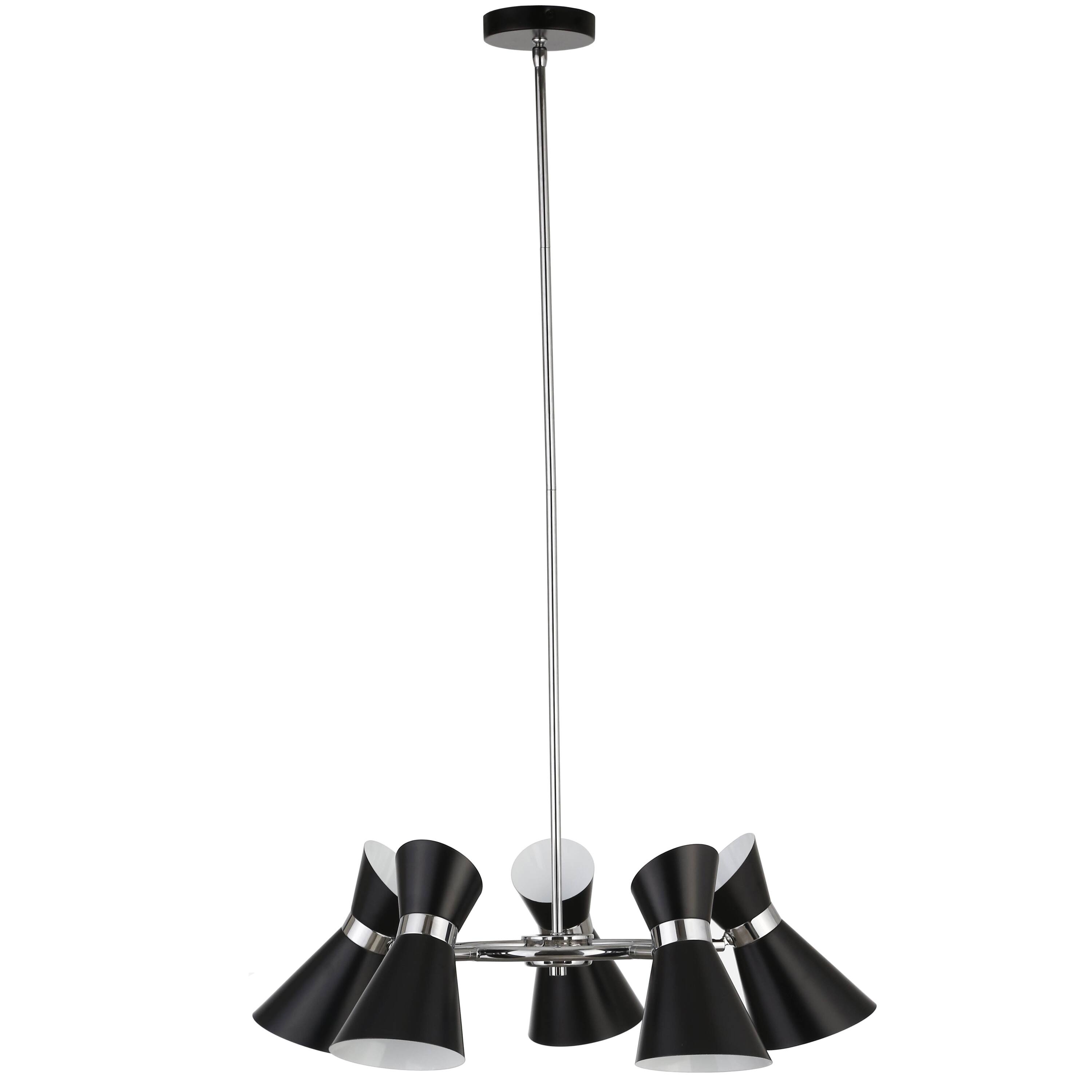5LT Chandelier, Black & Polished Chrome Finish (60 to 100 Watts) - Chandeliers For Bedrooms by Overstock.com
