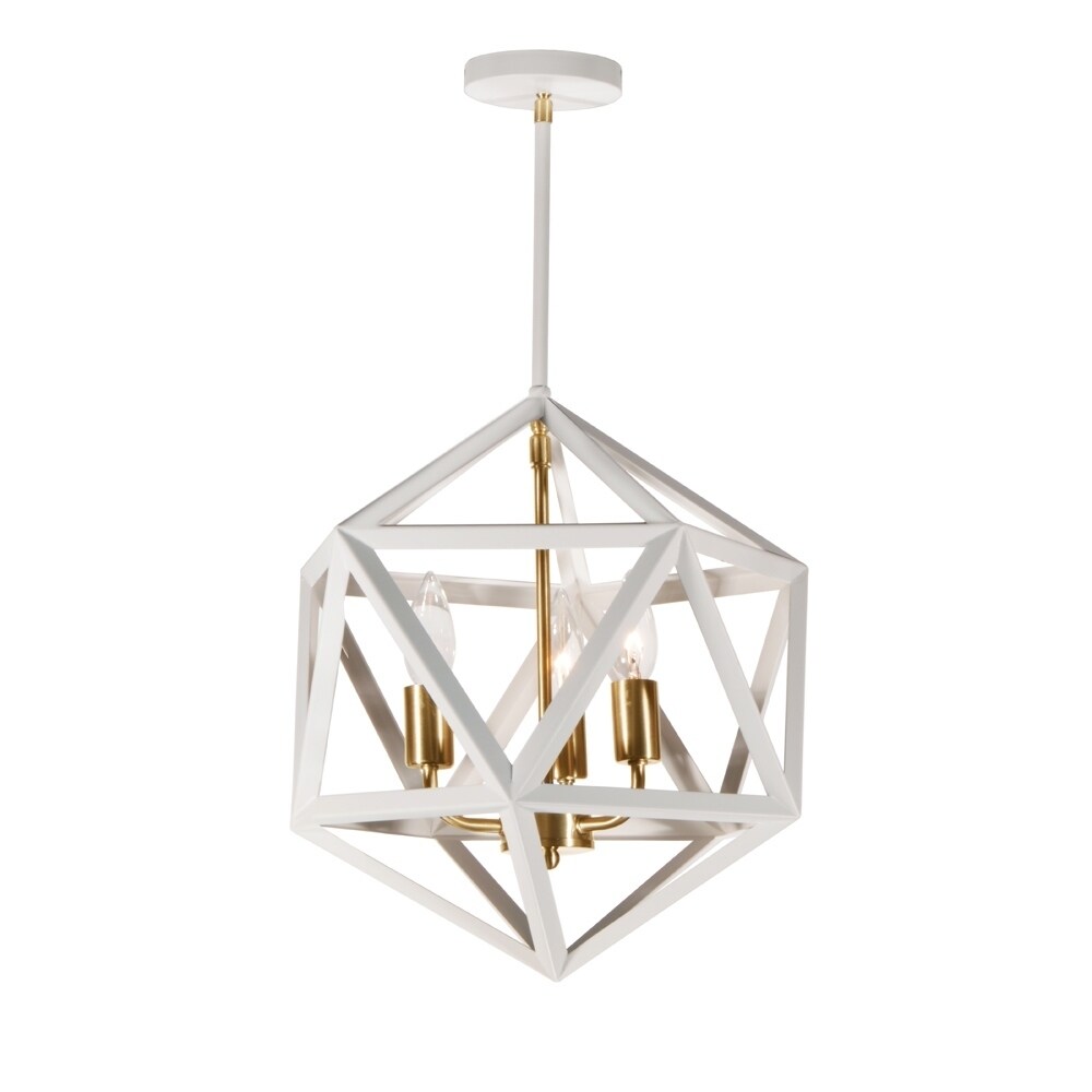 3LT Chandelier, WH/VB - Matte White (60 to 100 Watts) - Chandeliers For Bedrooms by Overstock.com