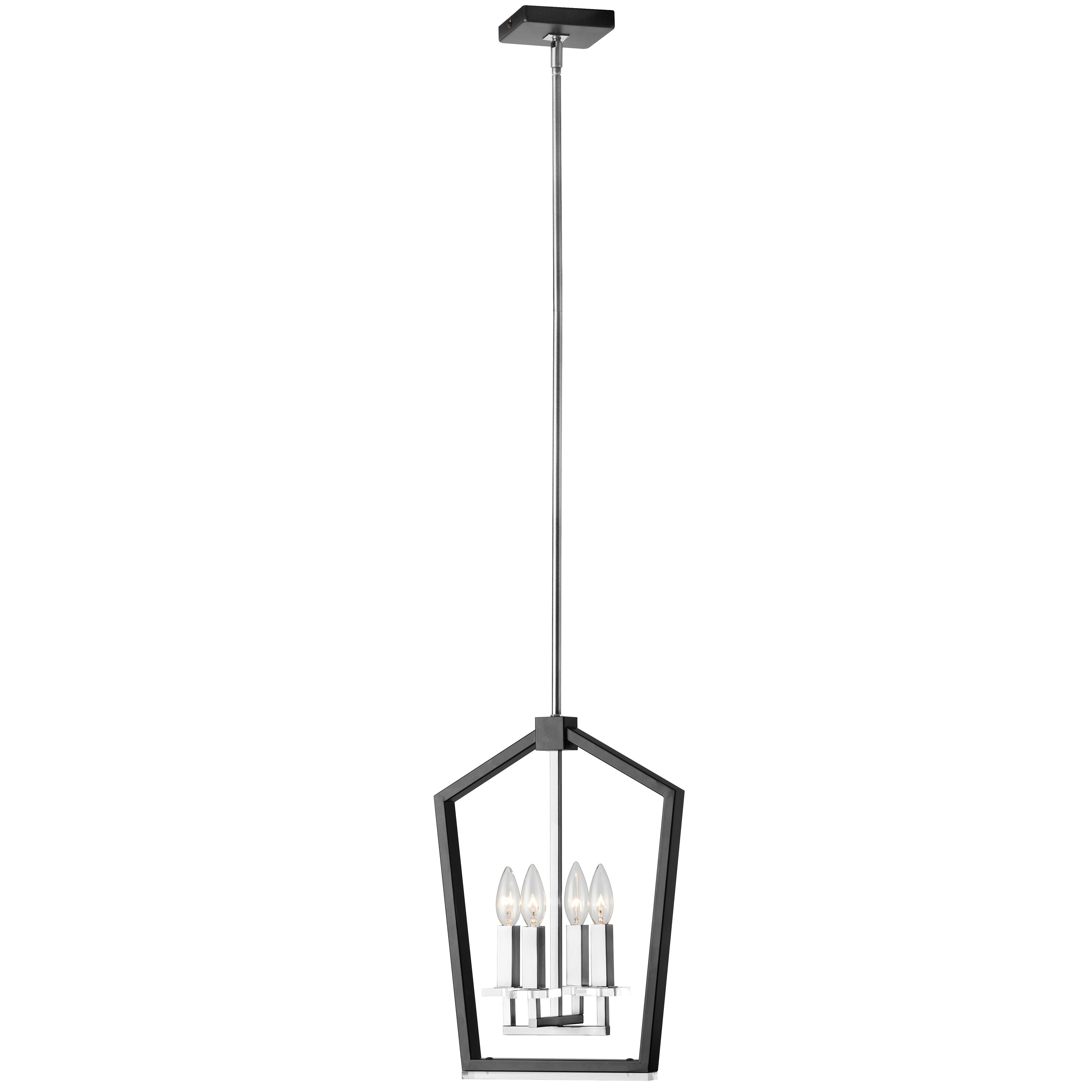 4LT Chandelier, Black & Polished Chrome - Polished chrome (60 to 100 Watts) - Chandeliers For Bedrooms by Overstock.com