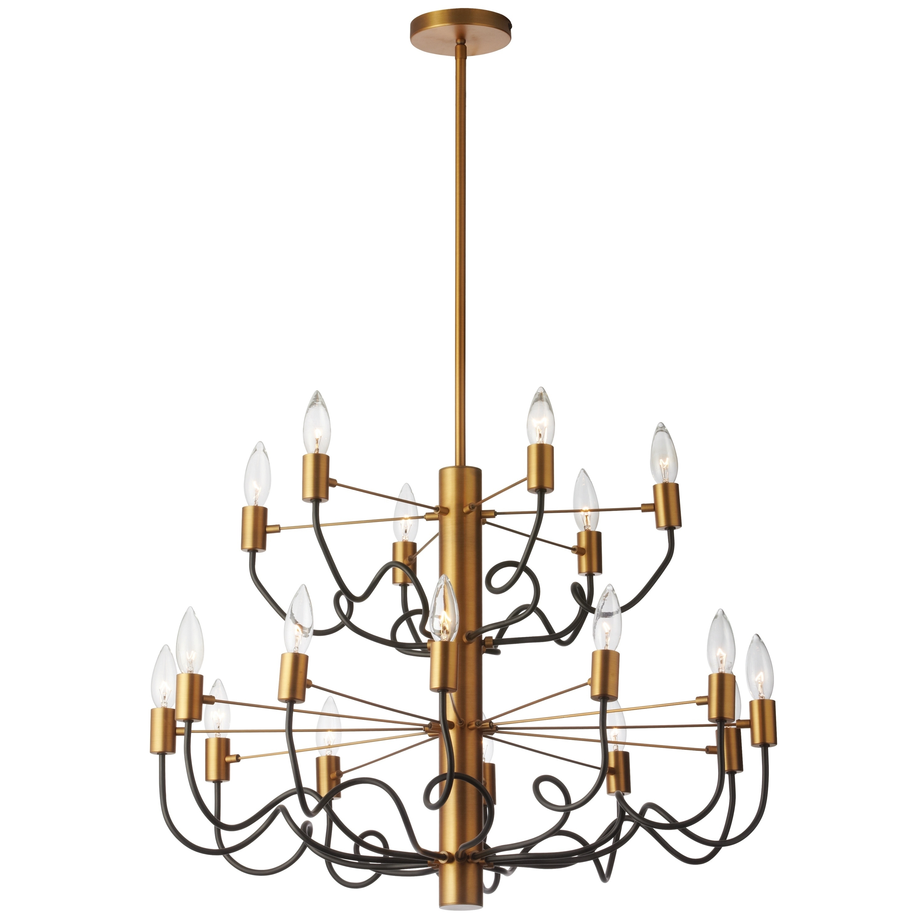 18LT Chandelier, Vintage Bronze & Black Finish - vintage bronze/matte black (Less than 60 Watts) - Chandeliers For Bedrooms by Overstock.com