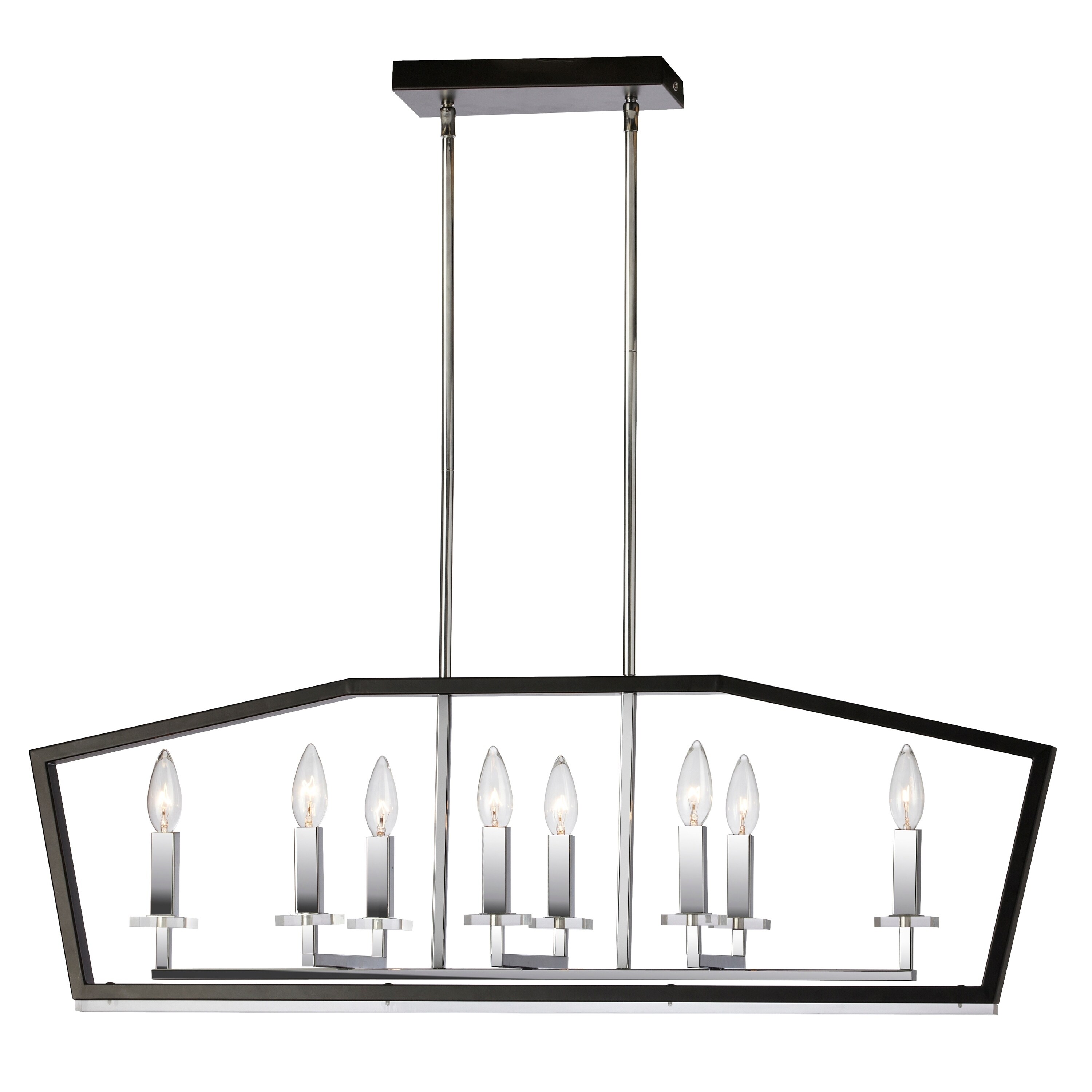 8LT Horizontal Chandelier, Black & Polished Chrome - Polished chrome (60 to 100 Watts) - Chandeliers For Bedrooms by Overstock.com