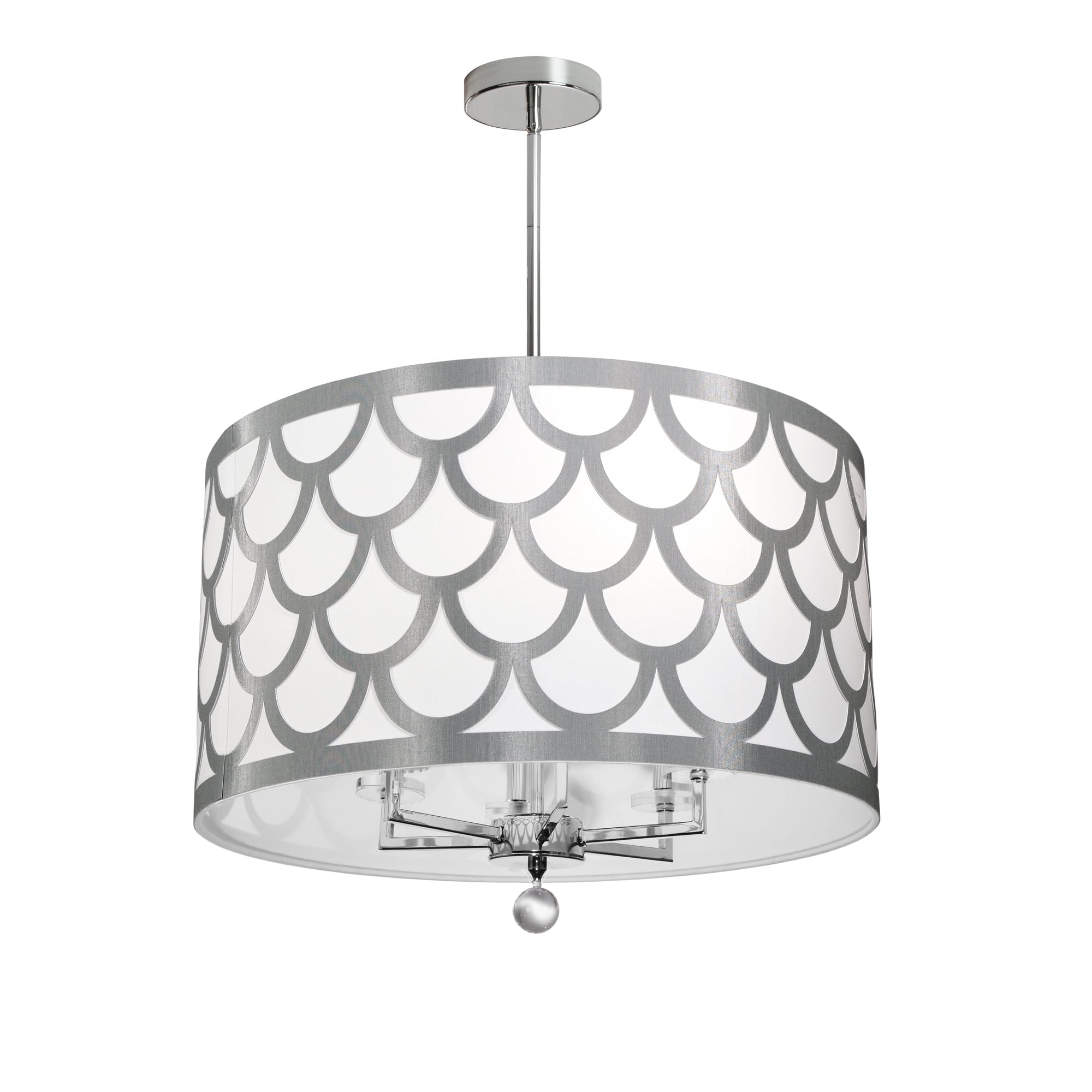 6LT Chandelier, Polished Chrome Finish - White/Silver (60 to 100 Watts) - Chandeliers For Bedrooms by Overstock.com