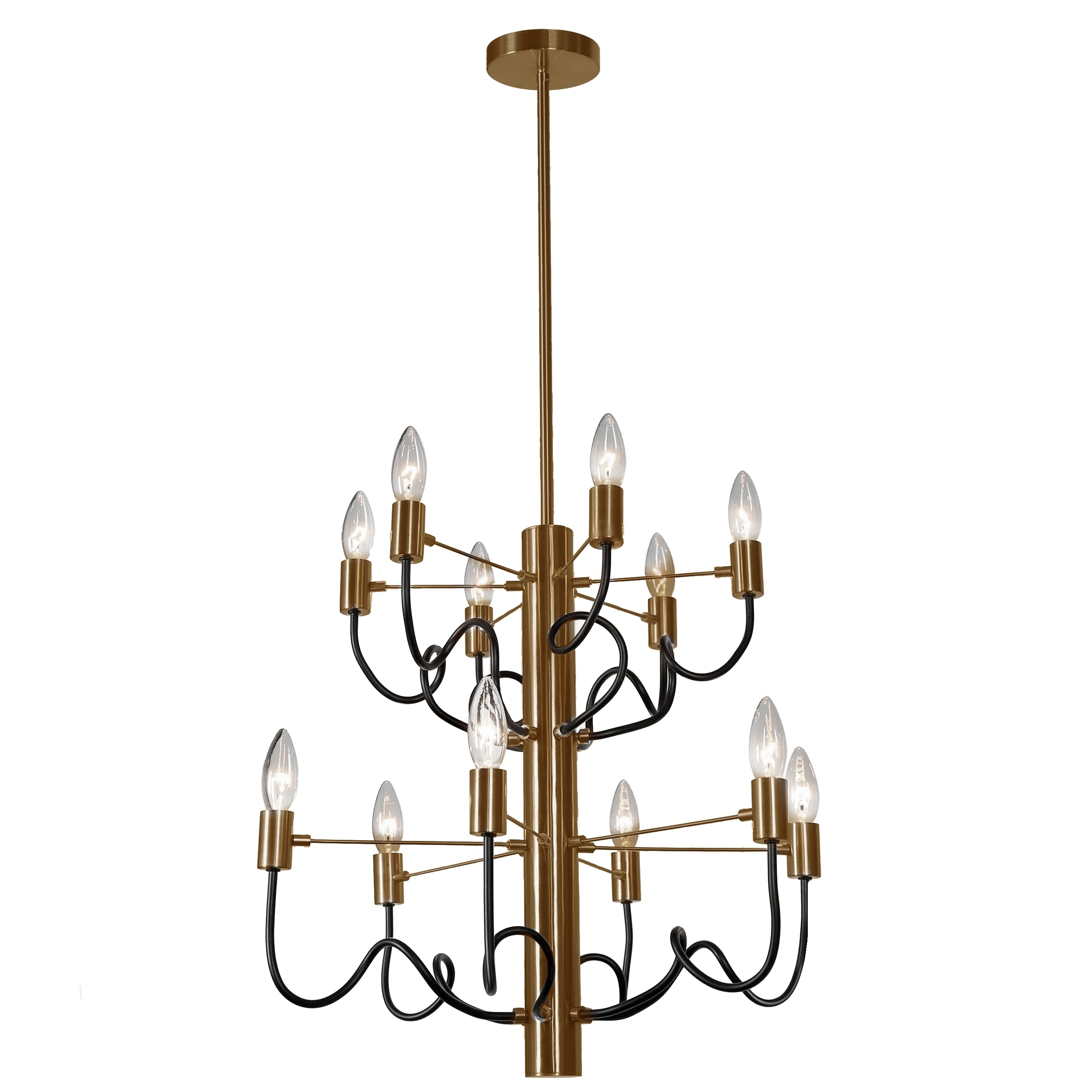 12LT Chandelier, Vintage Bronze & Matte Black - vintage bronze/matte black (Less than 60 Watts) - Chandeliers For Bedrooms by Overstock.com