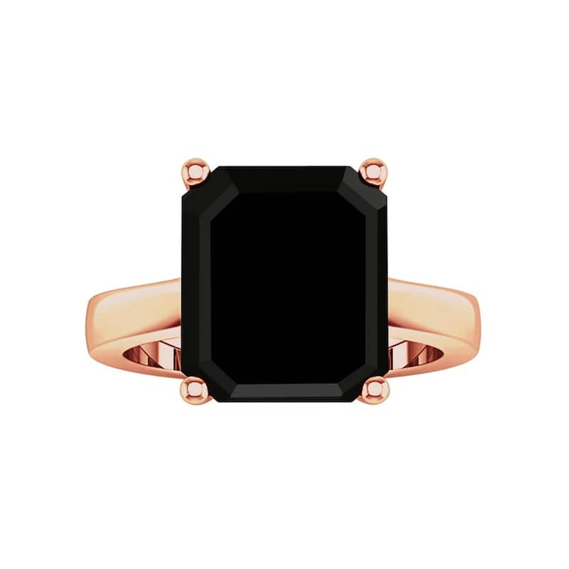 Auriya 6 4/5ctw Emerald-cut Solitaire Black Diamond Ring 14k Gold - 6.5 - Rose