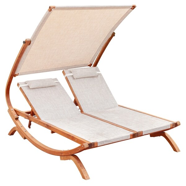 double reclining lounge chair with canopy