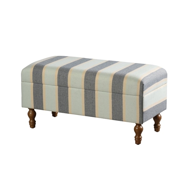 Shop Stylecraft Upholstered Stripe Design Storage Bench Multi Color Blue Green Yellow Overstock 25609026