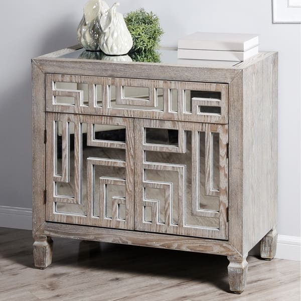 Shop Grey With Whitewash Wooden Cabinet With Mirror Design On