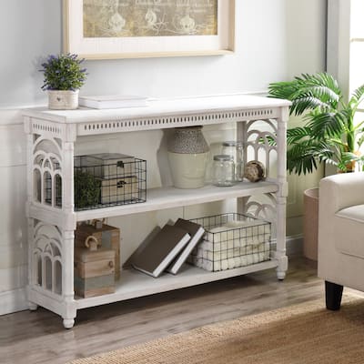 StyleCraft White with Distressing 3-Tier Console Table