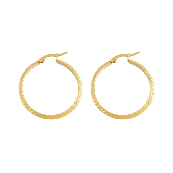 18k Gold Plated Stainless Steel Hypoallergenic Hoop Earrings 18k Gold Plated Stainless Steel Hypoallergenic Hoop Earrings For Women With Click Top Closure