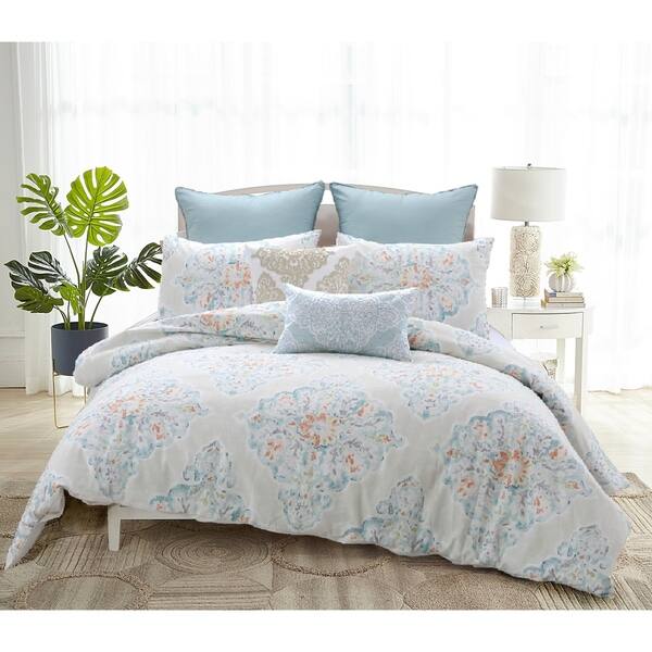 Shop Florentine Cotton Comforter Set In Light Taupe Taupe Cream