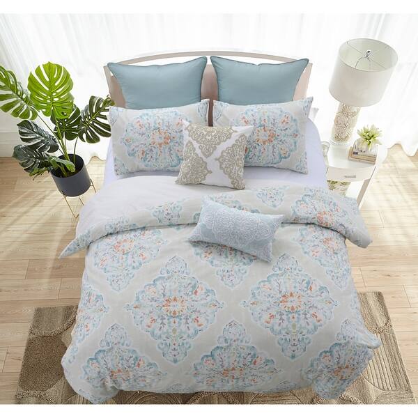Shop Florentine Cotton Comforter Set In Light Taupe Taupe Cream
