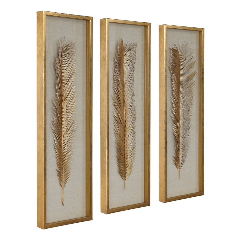 Uttermost Palma Gold Leaf Shadow Boxes (Set of 3)