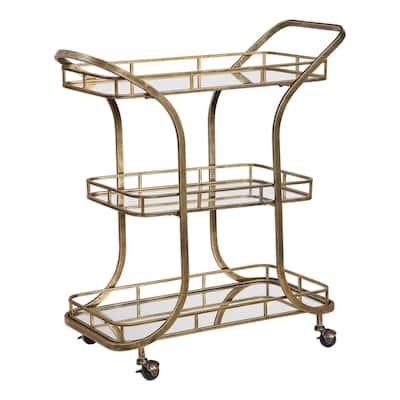 Uttermost Stassi Antiqued Gold Serving Cart