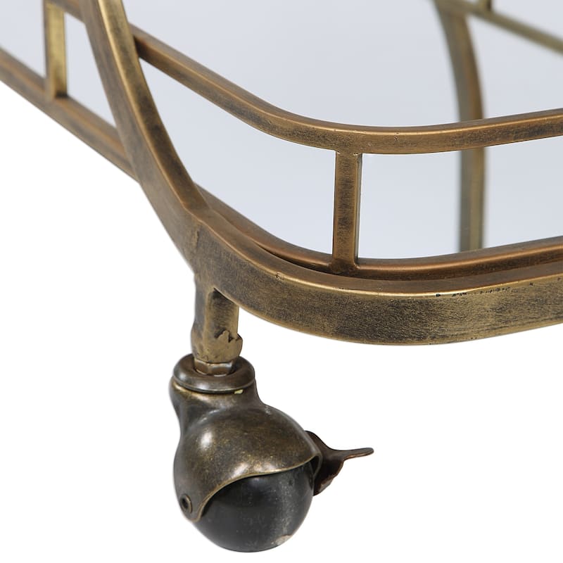 Uttermost Stassi Antiqued Gold Serving Cart