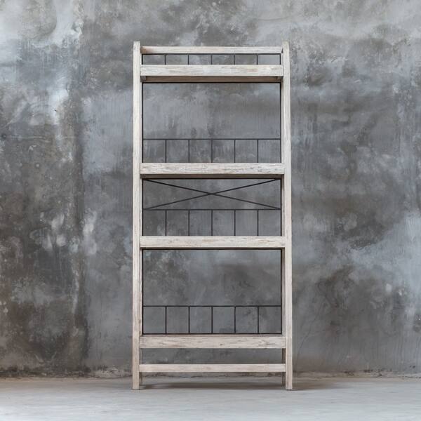 Uttermost Rylan Aged White And Aged Steel Etagere Overstock 25611482