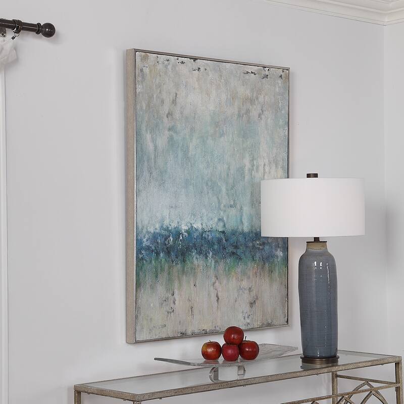Uttermost Tidal Wave Silver Abstract Art - Grey