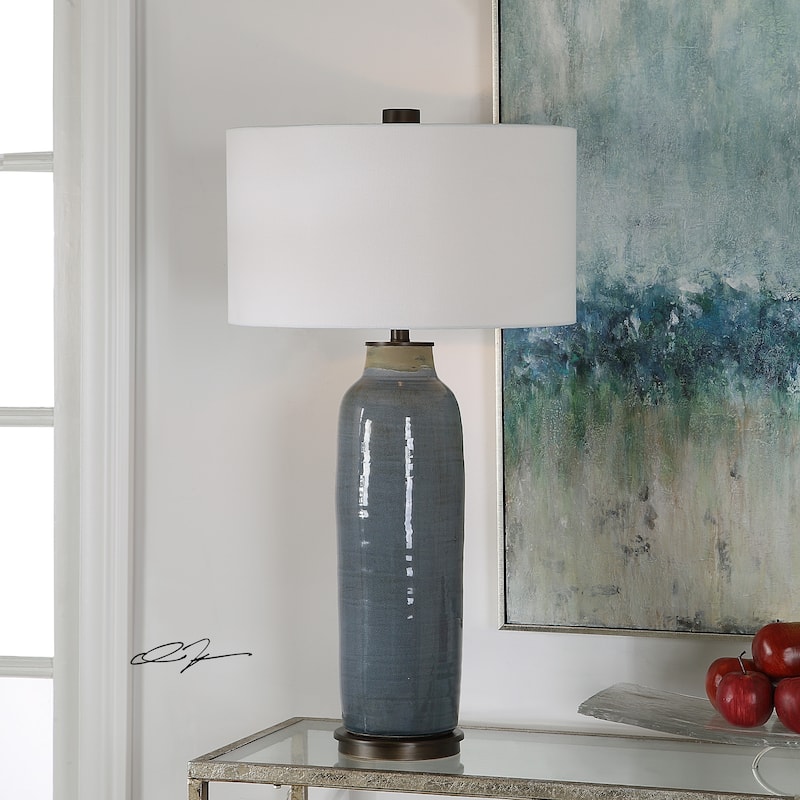 Uttermost Vicente Distressed Slate Blue Table Lamp