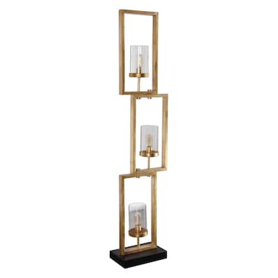 Uttermost Cielo Lightly Antiqued Gold Staggered Rectangular Floor Lamp