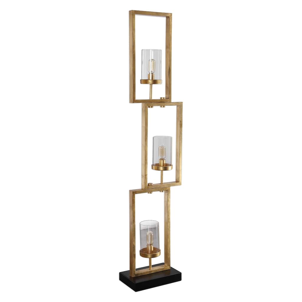 Uttermost Cielo Lightly Antiqued Gold Staggered Rectangular Floor Lamp