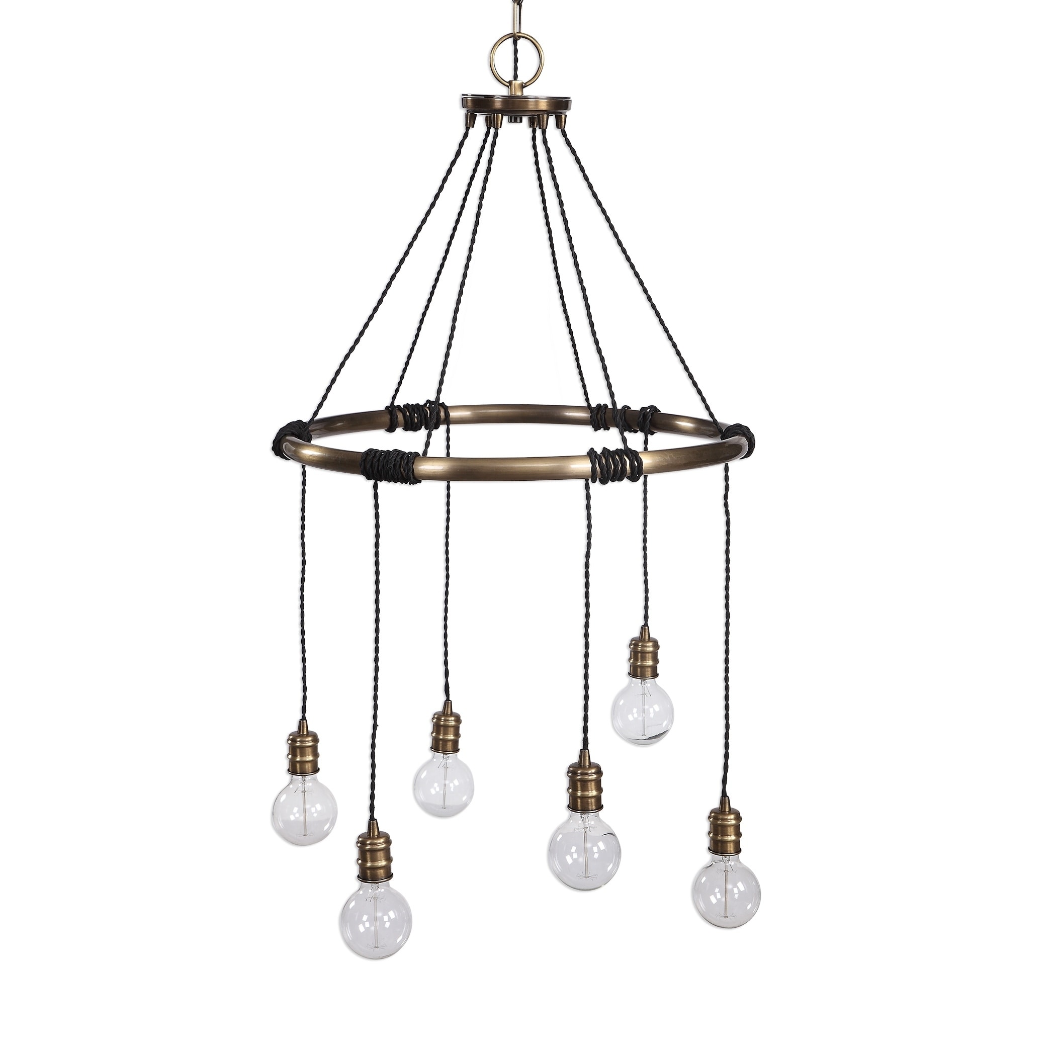 Uttermost Milo Antique Brass 6-light Industrial Ring Chandelier - Chandeliers For Bedrooms by Overstock.com
