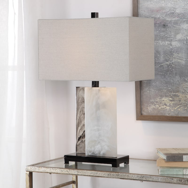 Uttermost Vanda Polished Nickel Stone Table Lamp
