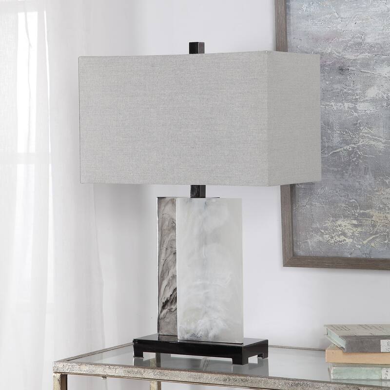 Uttermost Vanda Polished Nickel Stone Table Lamp