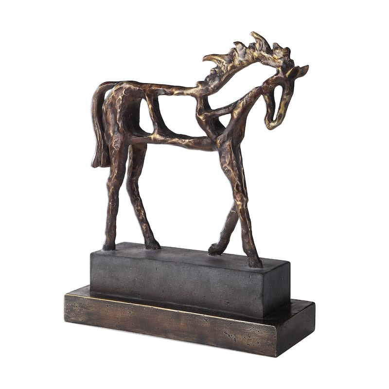 Uttermost Titan Antiqued Bronze and Dark Brown Horse Sculpture