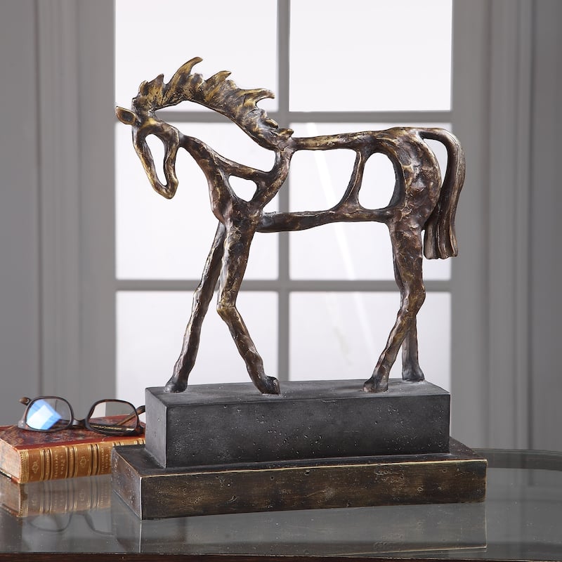 Uttermost Titan Antiqued Bronze and Dark Brown Horse Sculpture