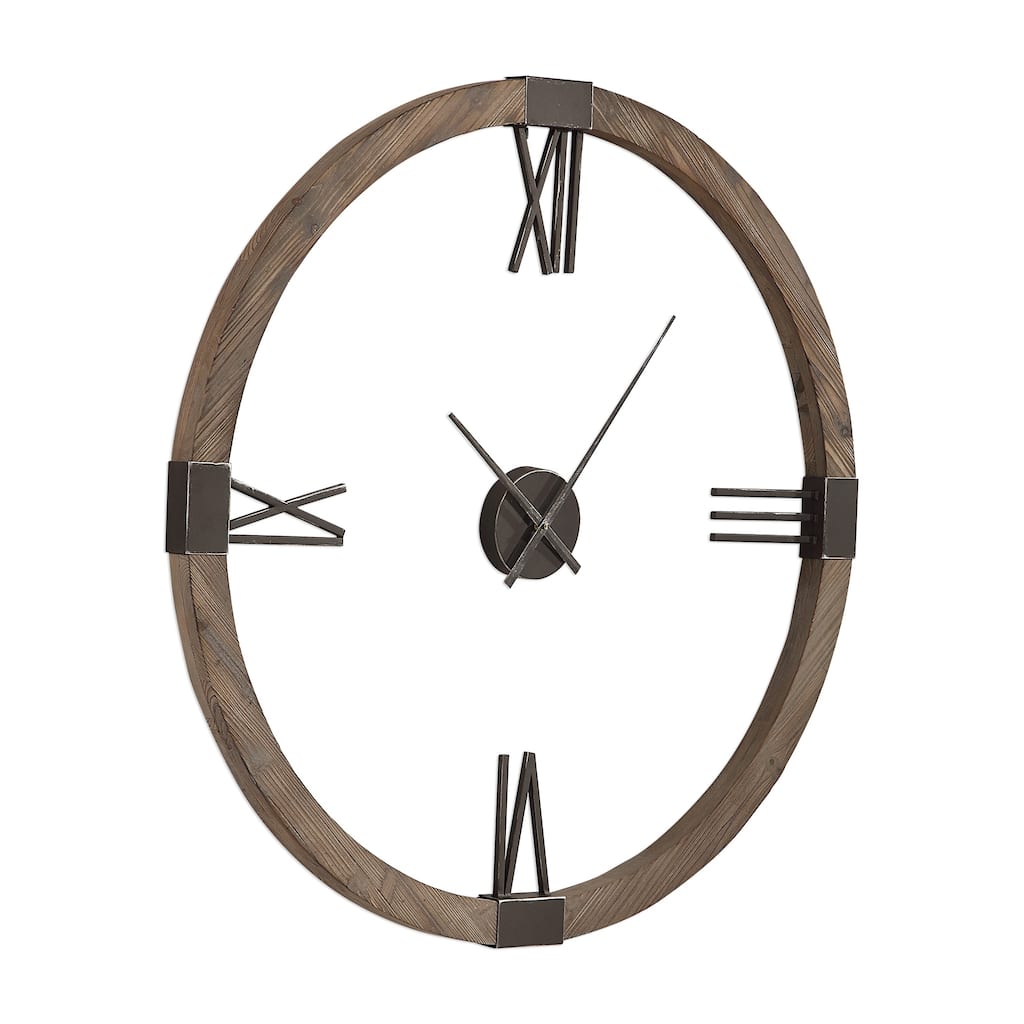 Uttermost Marcelo Modern Natural Stained and Aged Iron Wall Clock
