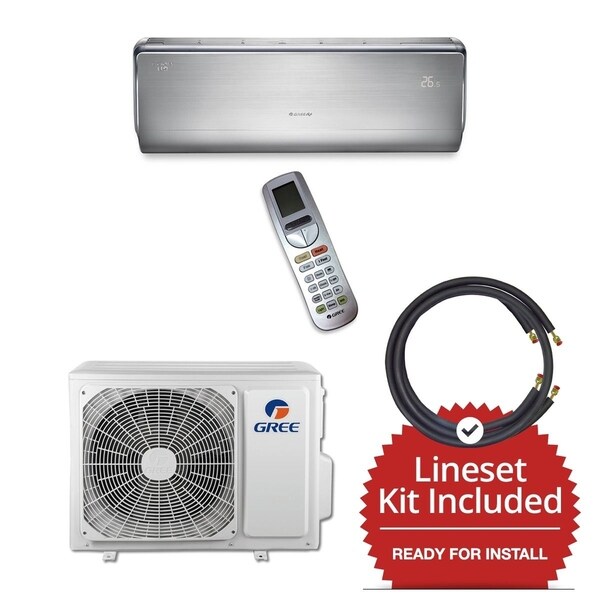 Gree CROWN12230-141225 - 12,000 BTU 23 SEER Wall Mount Mini Split A/C Heat Pump 208-230V & 25' Line Set (A/C & Heater)