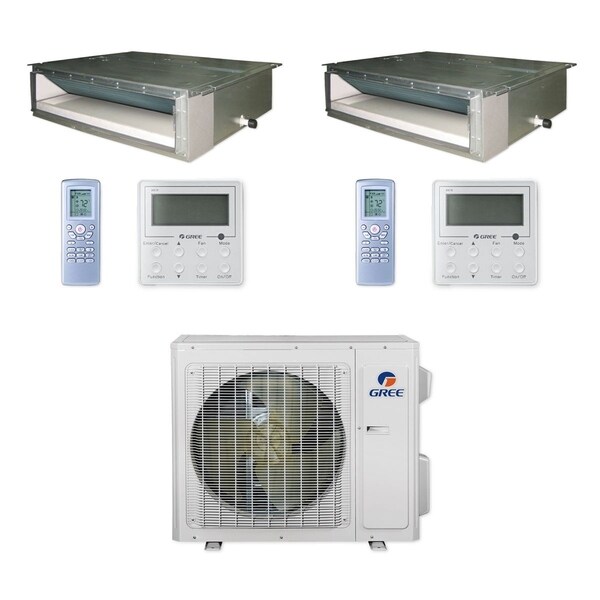 Gree MULTI24CDUCT201 - 24,000 BTU Multi21+ Dual-Zone Concealed Duct Mini Split A/C Heat Pump 208-230V (9-12) - A/C & Heater