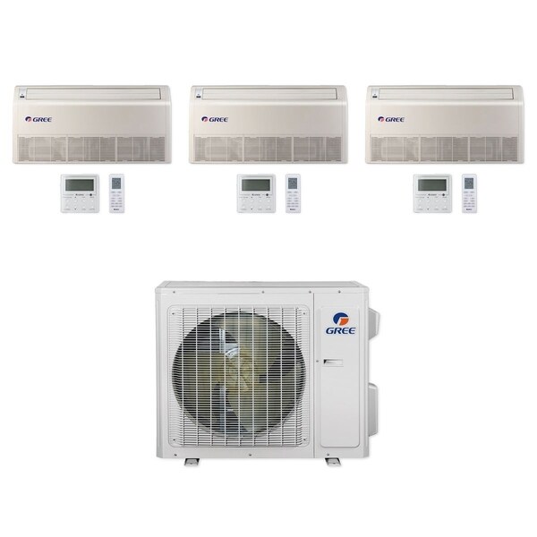 Gree MULTI24CFLR300 - 24,000 BTU Multi21+ Tri-Zone Floor/Ceiling Mini Split A/C Heat Pump 208-230V (9-9-9) - A/C & Heater