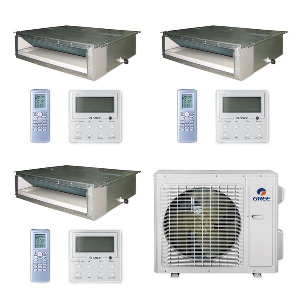 Gree MULTI24CDUCT303 - 24,000 BTU Multi21+ Tri-Zone Concealed Duct Mini Split A/C Heat Pump 208-230V (9-12-12) - A/C & Heater