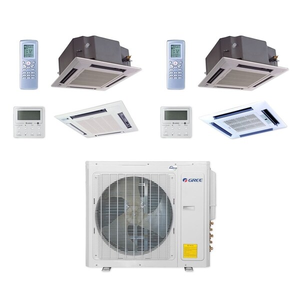 Gree MULTI30CCAS208 - 30,000 BTU Multi21+ Dual-Zone Ceiling Cassette Mini Split A/C Heat Pump 208-230V (18-24) - A/C & Heater