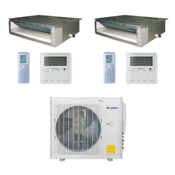 Gree MULTI30CDUCT200 - 30,000 BTU Multi21+ Dual-Zone Concealed Duct Mini Split A/C Heat Pump 208-230V (9-9) - A/C & Heater