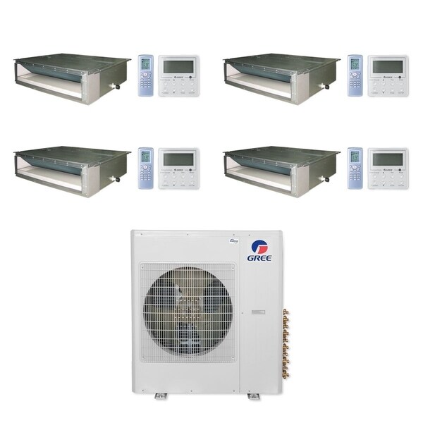 Gree MULTI36CDUCT400 - 36,000 BTU Multi21+ Quad-Zone Concealed Duct Mini Split A/C Heat Pump 208-230V (9-9-9-9) - A/C & Heater