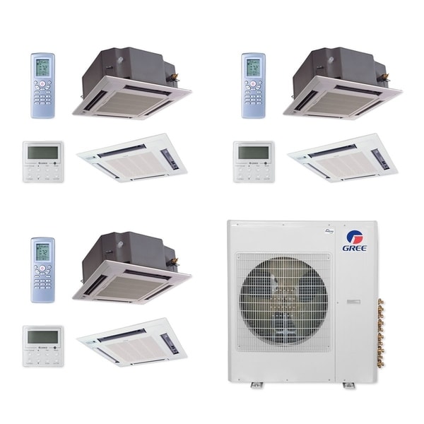 Gree MULTI42CCAS311 - 42,000 BTU Multi21+ Tri-Zone Ceiling Cassette Mini Split A/C Heat Pump 208-230V (12-18-18) - A/C & Heater