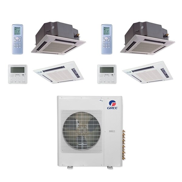 Gree MULTI36CCAS205 - 36,000 BTU Multi21+ Dual-Zone Ceiling Cassette Mini Split A/C Heat Pump 208-230V (12-18) - A/C & Heater