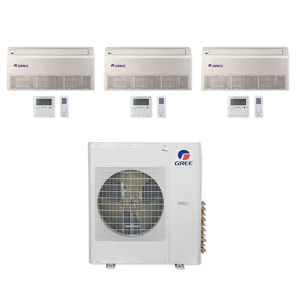 Gree MULTI36CFLR300 - 36,000 BTU Multi21+ Tri-Zone Floor/Ceiling Mini Split A/C Heat Pump 208-230V (9-9-9) - A/C & Heater