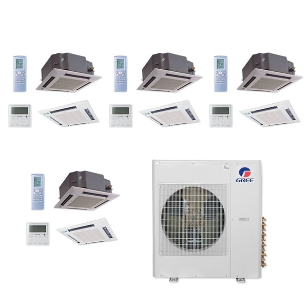 Gree MULTI42CCAS407-42,000 BTU Multi21+ Quad-Zone Ceiling Cassette Mini Split A/C Heat Pump 208-230V(12-12-12-12) - A/C & Heater