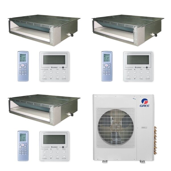 Gree MULTI36CDUCT304 - 36,000 BTU Multi21+ Tri-Zone Concealed Duct Mini Split A/C Heat Pump 208-230V (9-12-12) - A/C & Heater